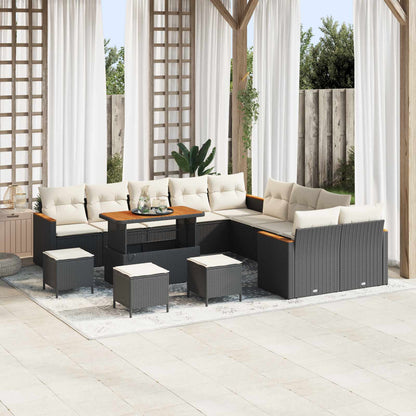 Set Divano da Giardino 14 pcs Nero polyrattan | homemem39