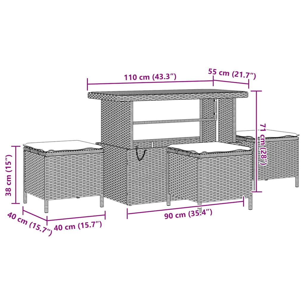 Set Divano da Giardino con cuscino 14 pcs Nero Poly Rattan - homemem39