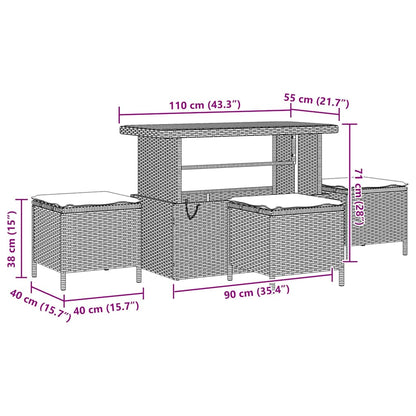 Set Divano da Giardino con cuscino 14 pcs Nero Poly Rattan - homemem39