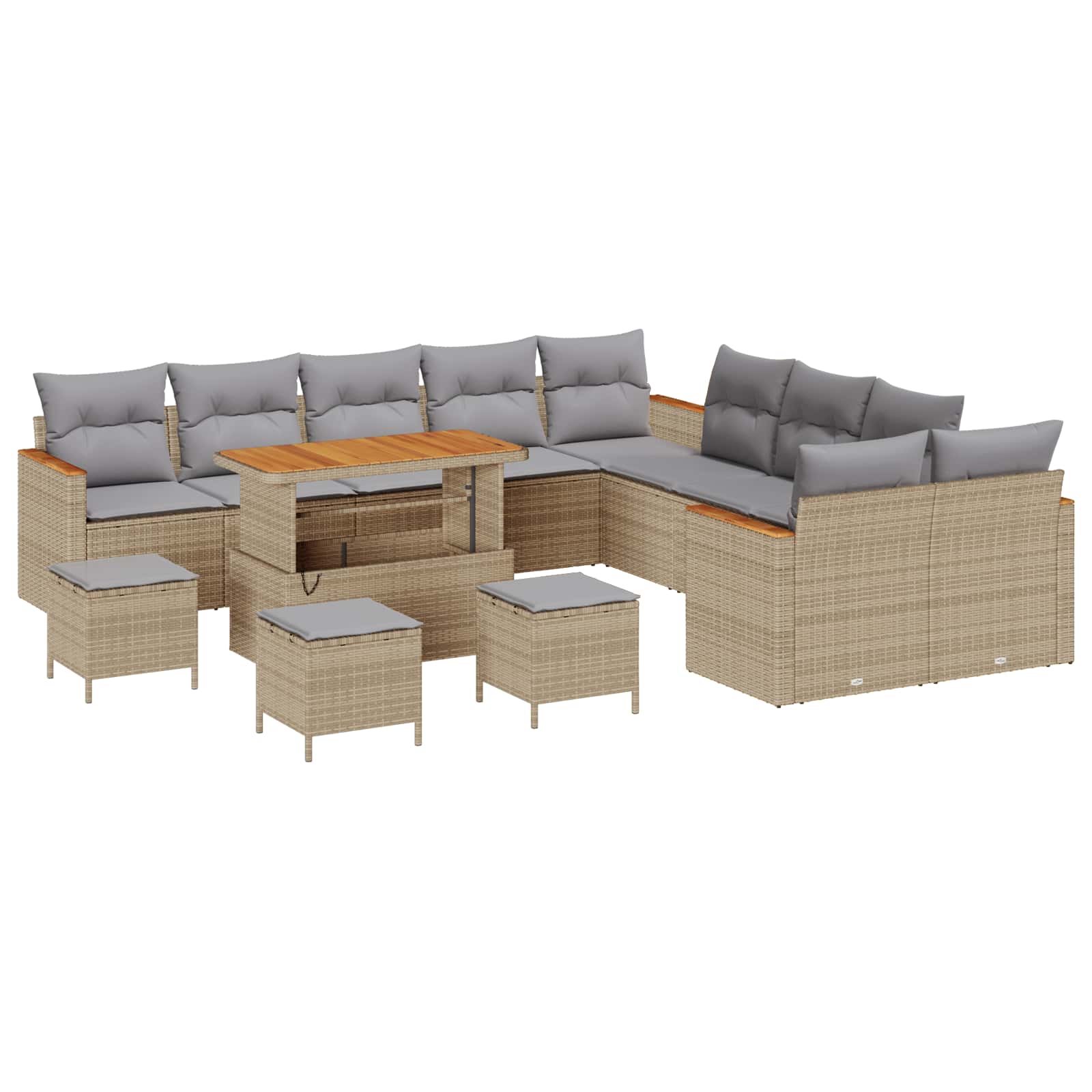Set Divano da Giardino 14 pcs Beige polyrattan | homemem39