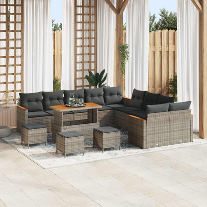 Set Divano da Giardino 14 pcs Grigio polyrattan | homemem39