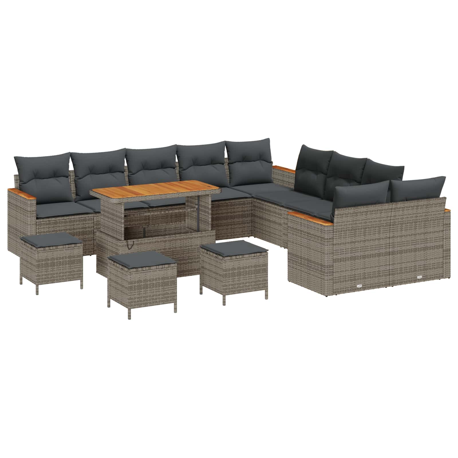 Set Divano da Giardino 14 pcs Grigio polyrattan | homemem39