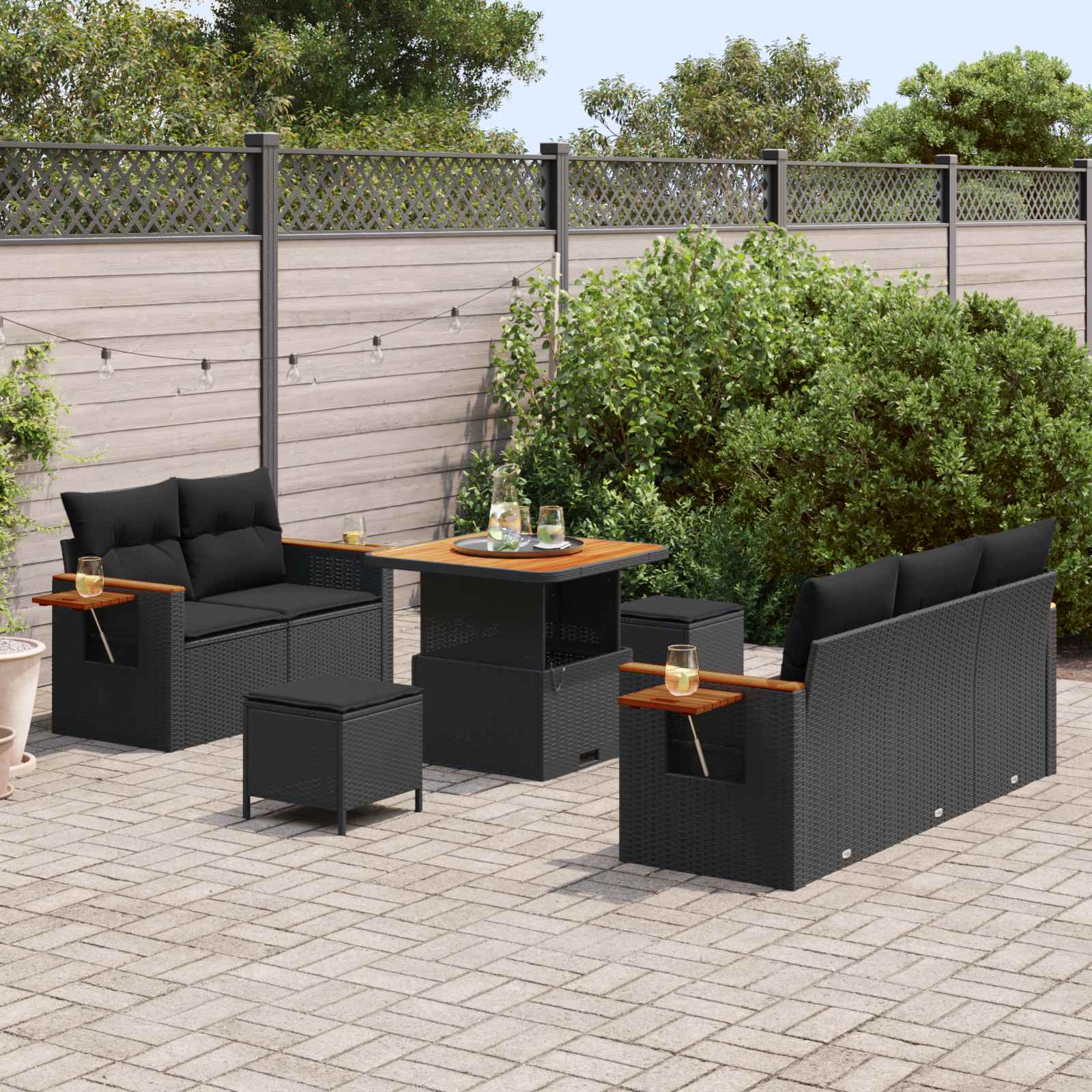 Set Divano da Giardino 8 pz Nero polyrattan | homemem39
