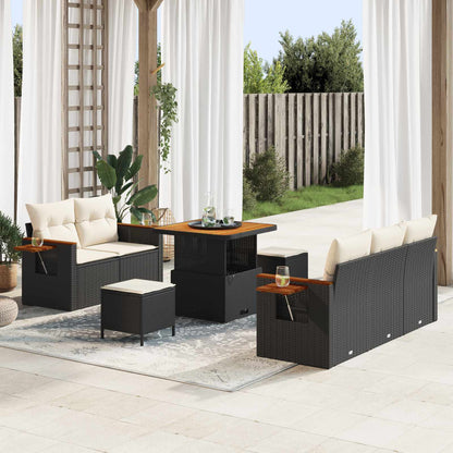 Set Divano da Giardino 8 pcs Nero polyrattan | homemem39