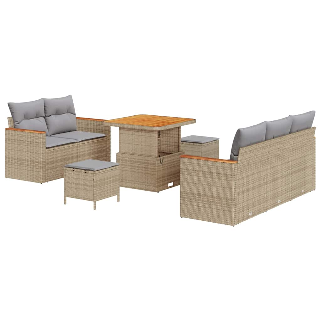 Set Divano da Giardino con cuscino 8 pcs Beige Poly Rattan - homemem39