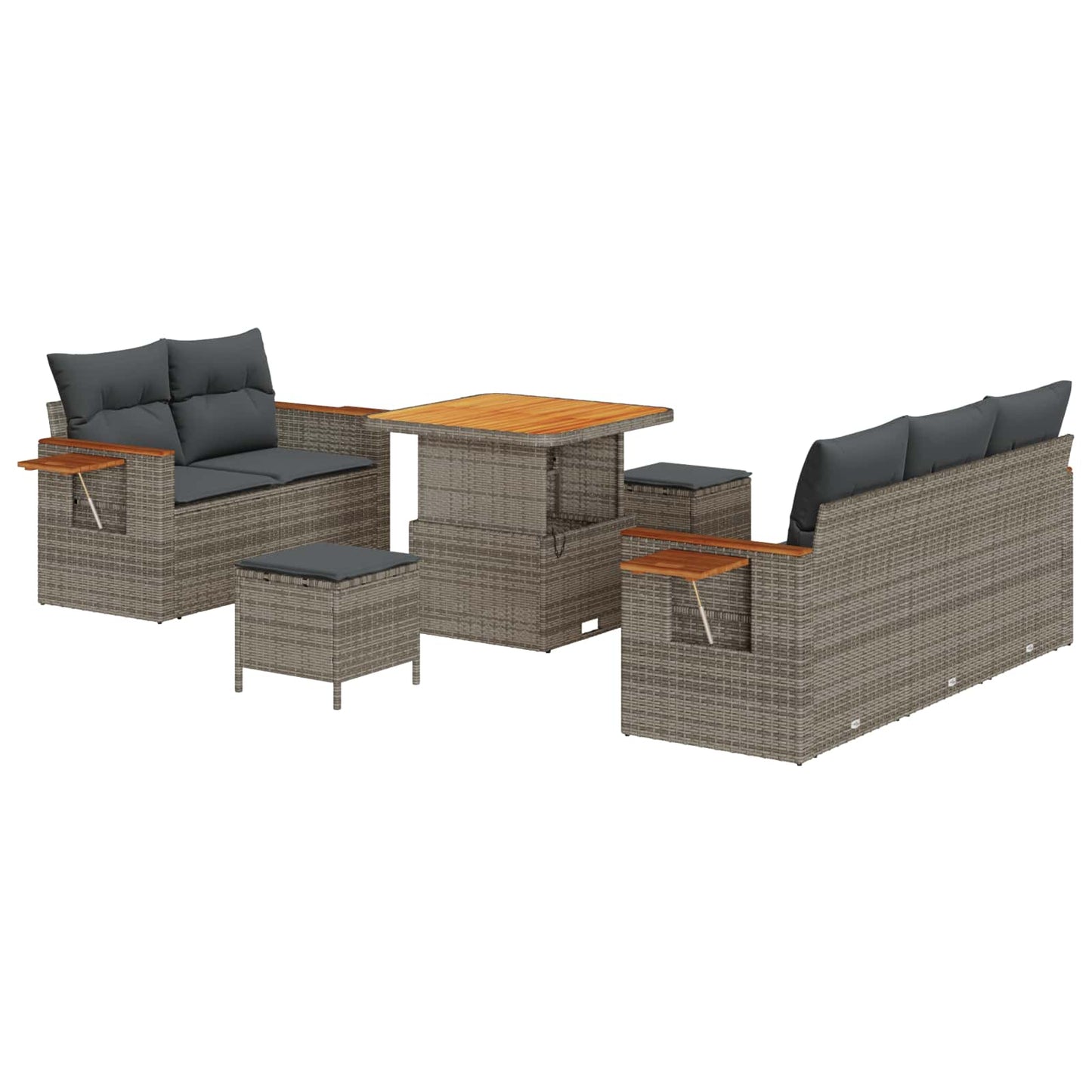 Set Divano da Giardino 8 pcs Grigio polyrattan | homemem39