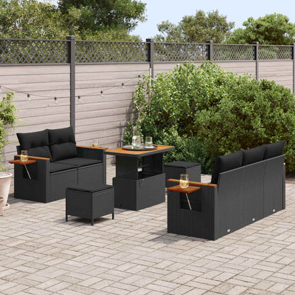 Set Divano da Giardino 8 pz Nero polyrattan | homemem39