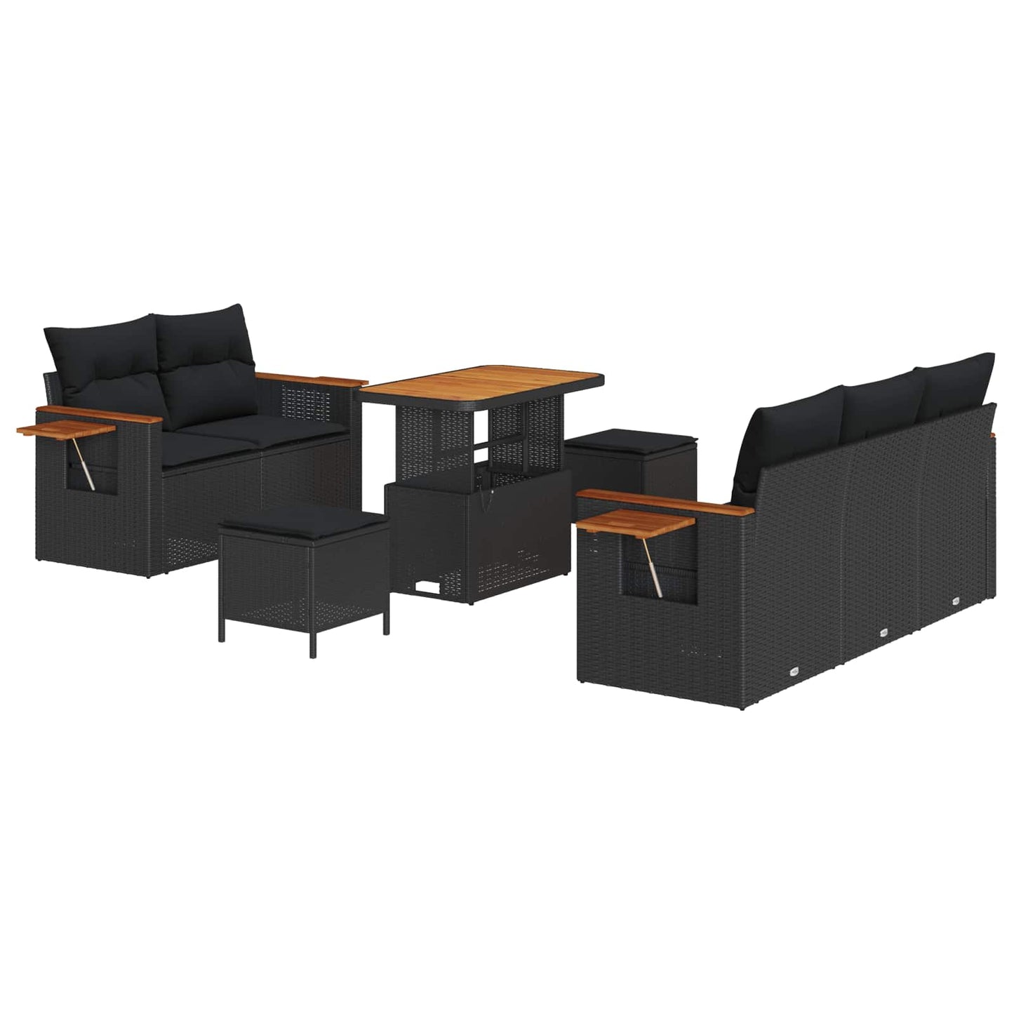 Set Divano da Giardino 8 pz Nero polyrattan | homemem39