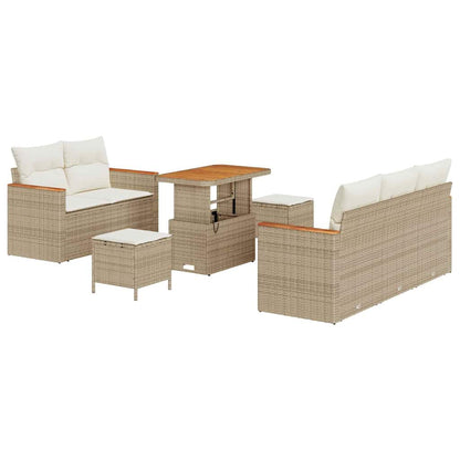 Set Divano da Giardino con cuscino 8 pcs Beige Poly Rattan - homemem39