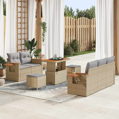 Set Divano da Giardino 8 pcs Beige polyrattan