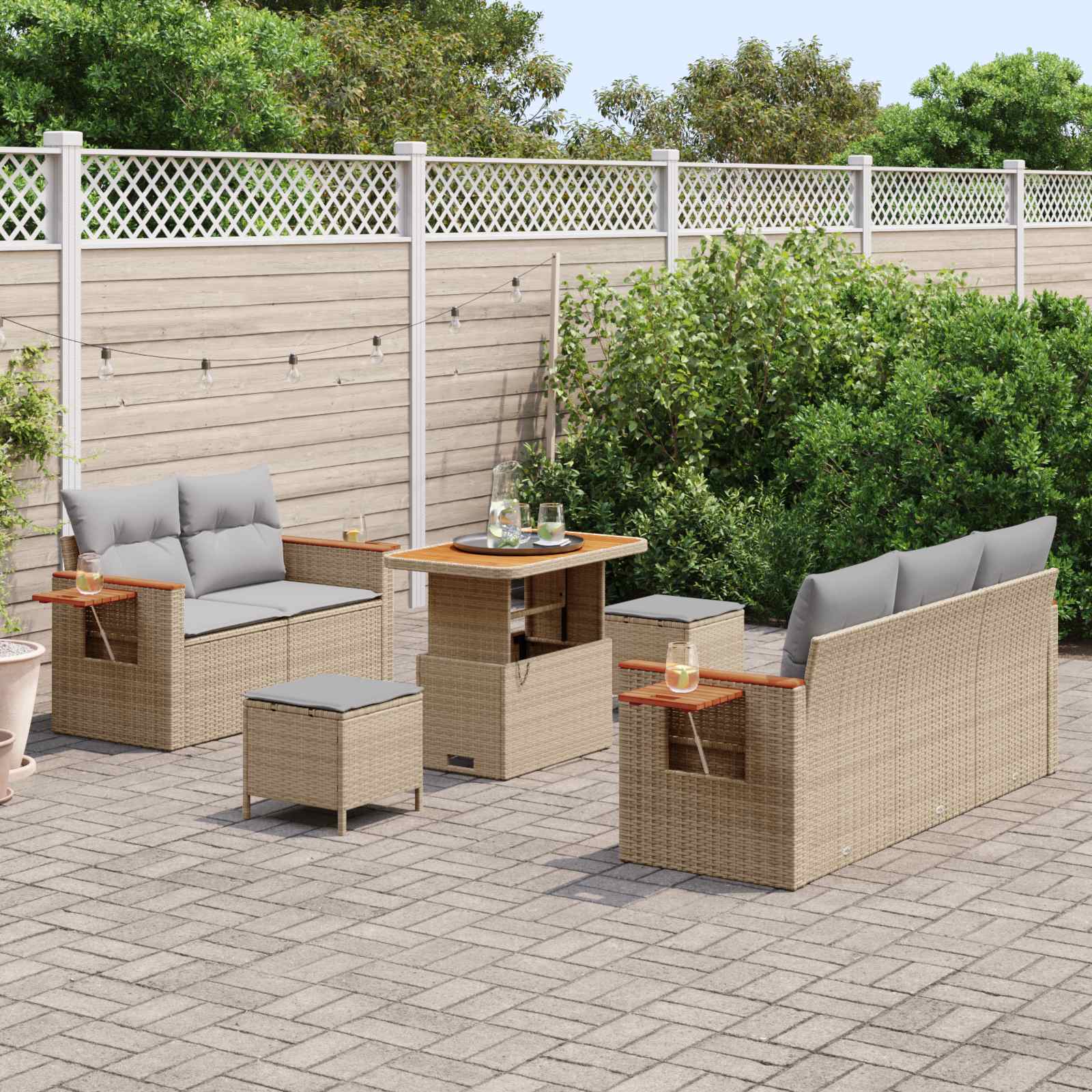 Set Divano da Giardino 8 pcs Beige polyrattan | homemem39