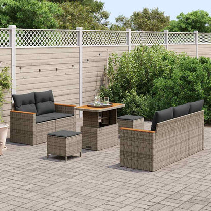 Set Divano da Giardino con cuscino 8 pcs Grigio Poly Rattan - homemem39