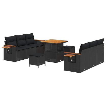 Set Divano da Giardino 9 pz Nero polyrattan | homemem39
