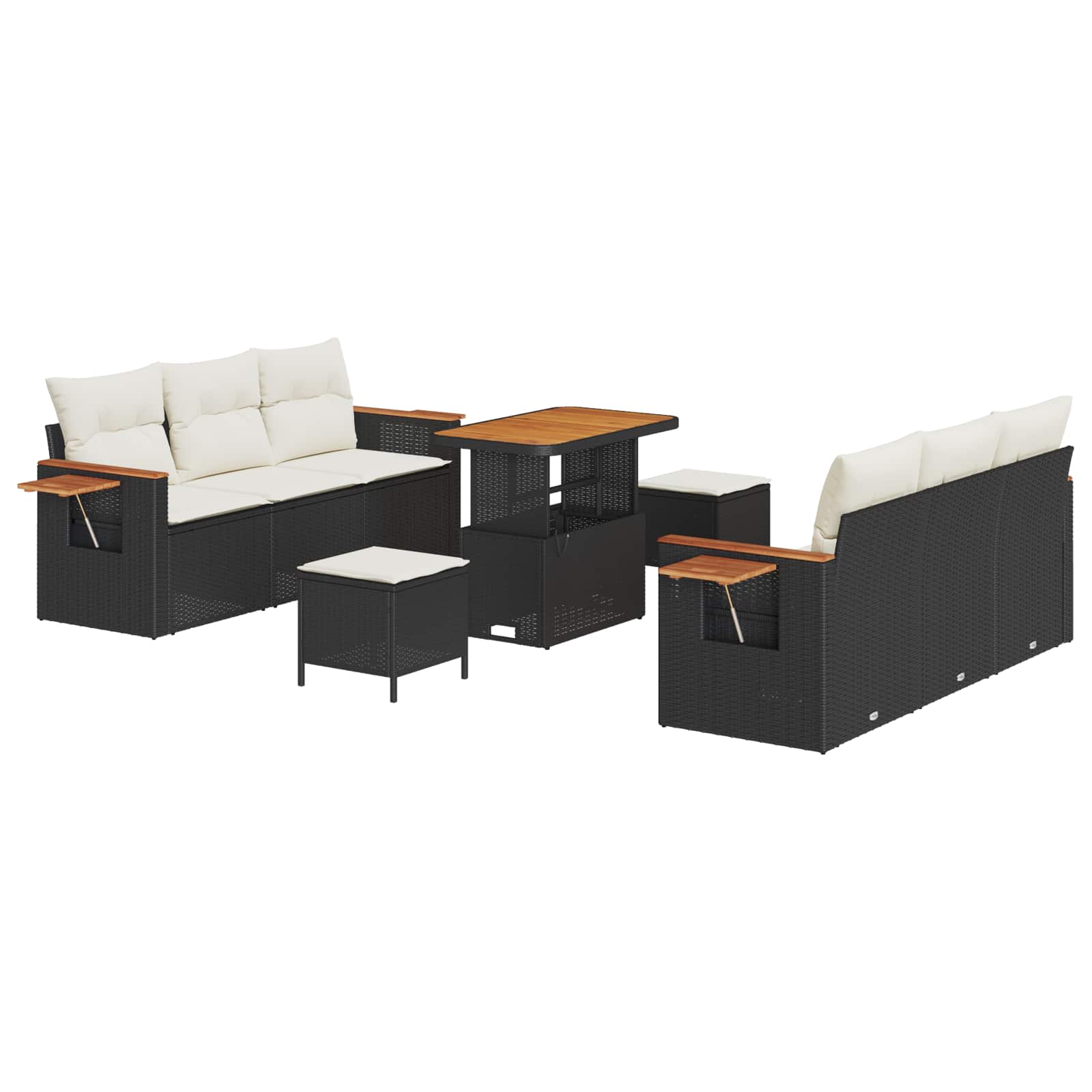 Set Divano da Giardino 9 pcs Nero polyrattan | homemem39