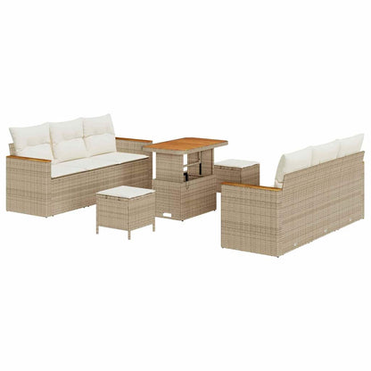 Set Divano da Giardino con cuscino 9 pcs Beige Poly Rattan - homemem39
