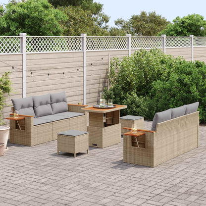Set Divano da Giardino 9 pcs Beige polyrattan | homemem39