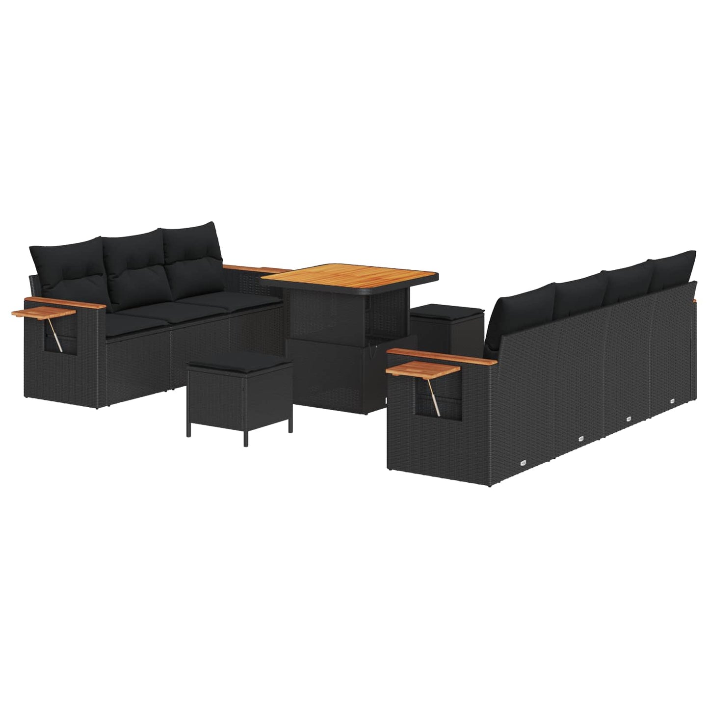 Set Divano da Giardino 10 pz Nero polyrattan | homemem39