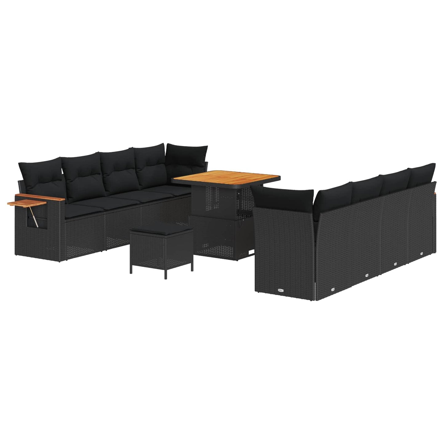 Set Divano da Giardino 11 pcs Nero polyrattan | homemem39