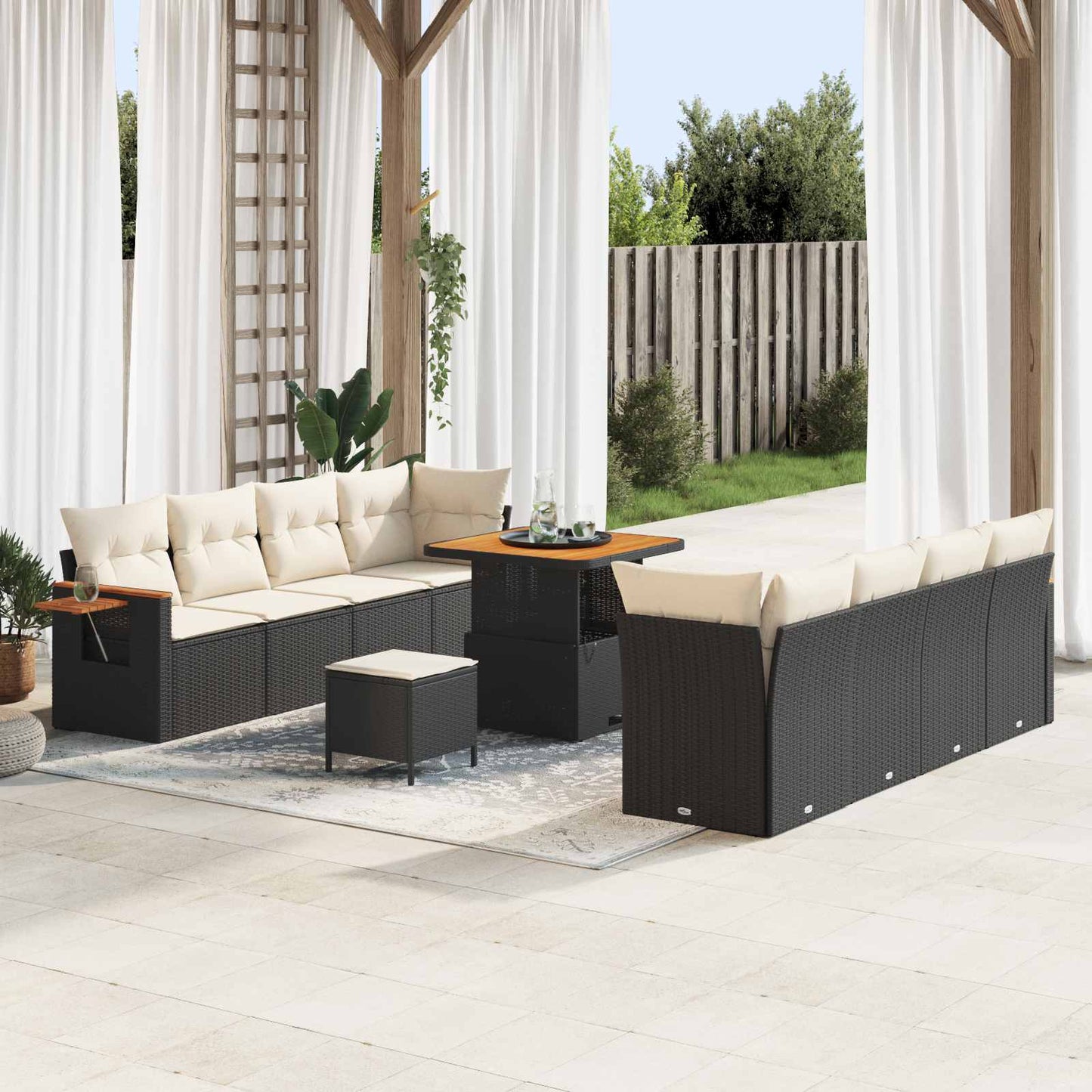 Set Divano da Giardino 11 pcs Nero polyrattan | homemem39