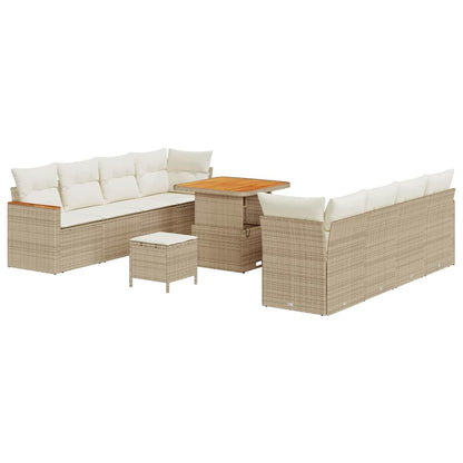 Set Divano da Giardino con cuscino 11 pcs Beige Poly Rattan - homemem39