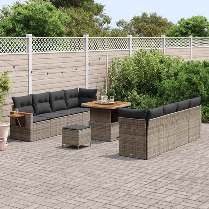 Set Divano da Giardino 11 pcs Grigio polyrattan | homemem39