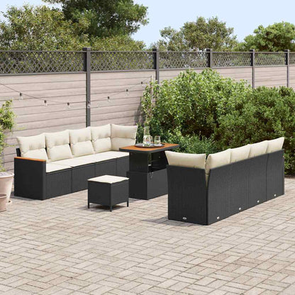 Set Divano da Giardino con cuscino 11 pcs Nero Poly Rattan - homemem39
