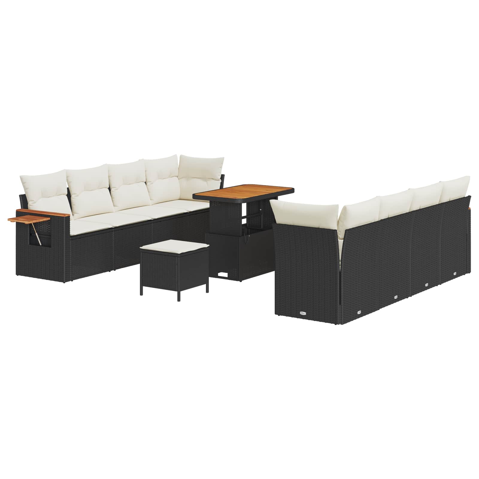 Set Divano da Giardino 11 pcs Nero polyrattan | homemem39