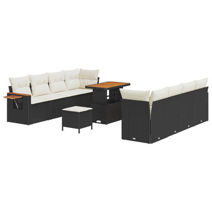 Set Divano da Giardino 11 pcs Nero polyrattan | homemem39
