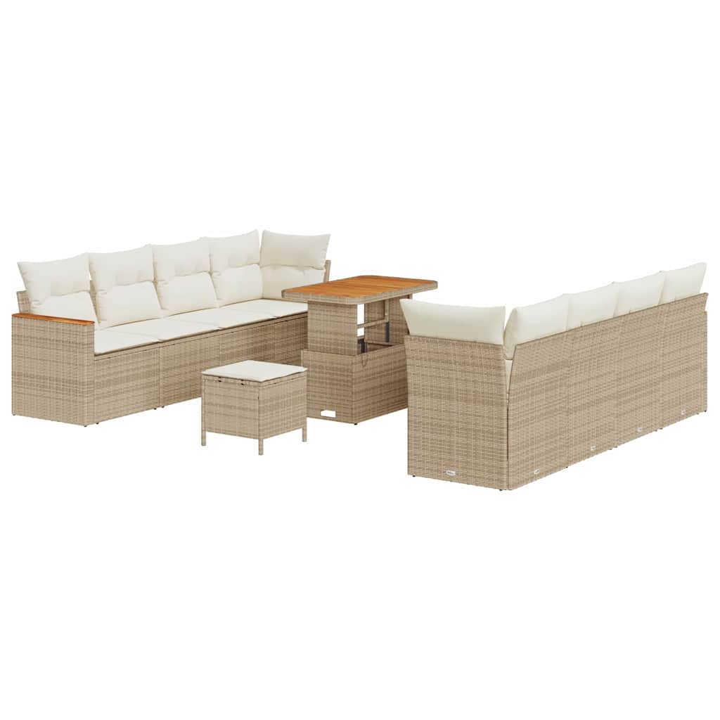Set Divano da Giardino con cuscino 11 pcs Beige Poly Rattan - homemem39