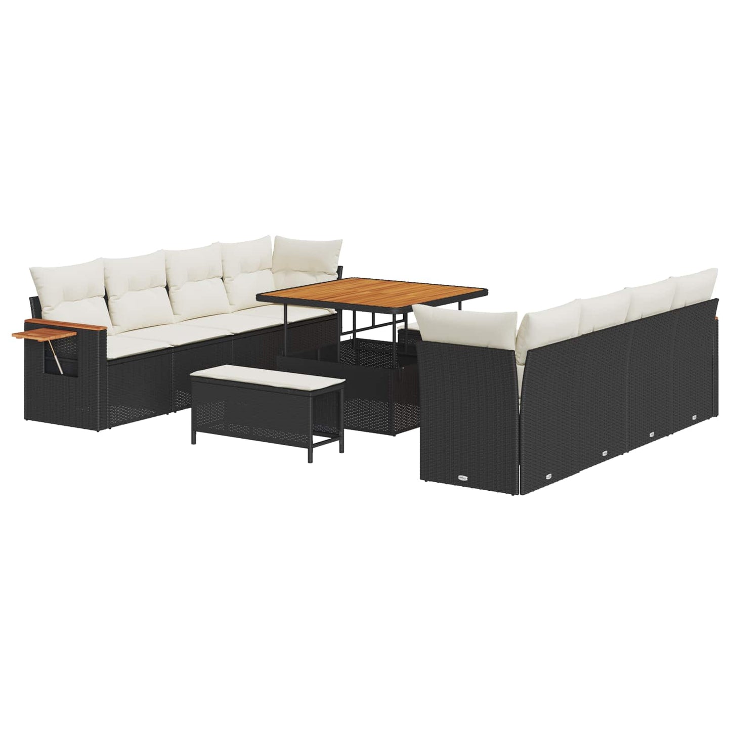 Set Divano da Giardino 11 pcs Nero polyrattan | homemem39