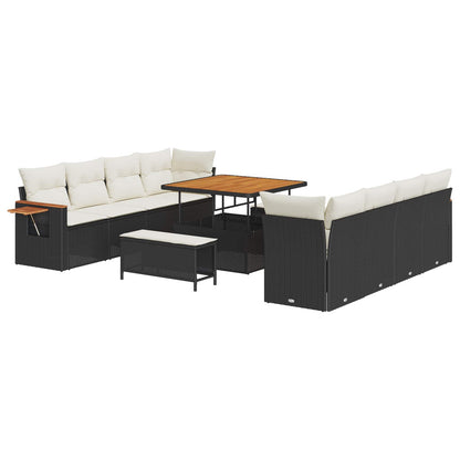 Set Divano da Giardino 11 pcs Nero polyrattan | homemem39