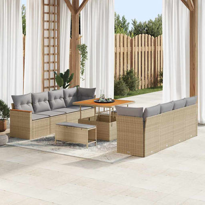 Set Divano da Giardino con cuscino 11 pcs Beige Poly Rattan - homemem39