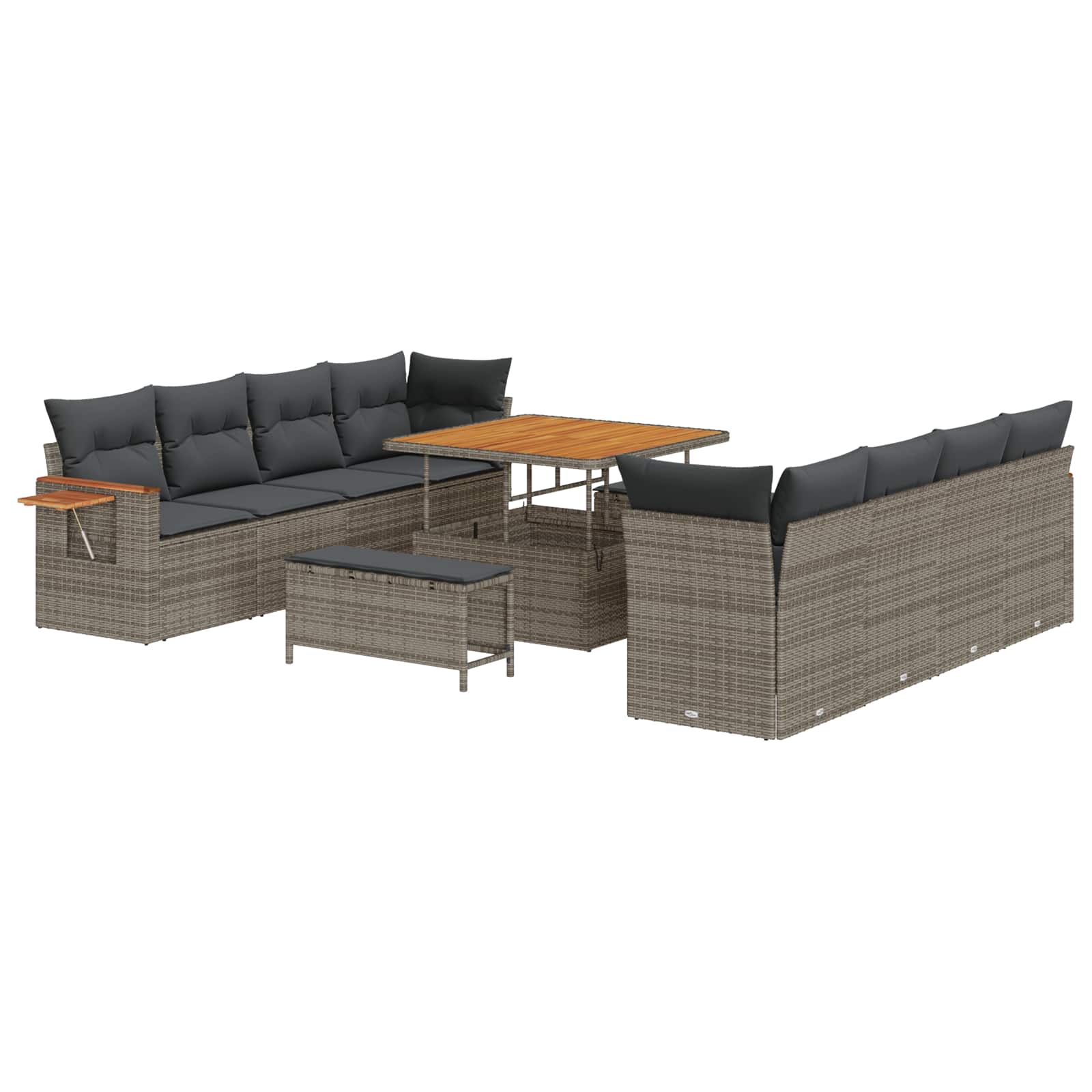 Set Divano da Giardino 11 pcs Grigio polyrattan | homemem39