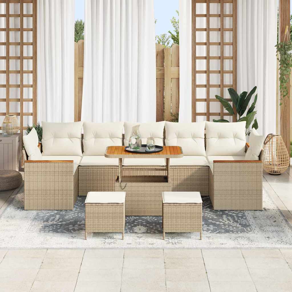 Set Divano da Giardino con cuscino 10 pcs Beige Poly Rattan - homemem39