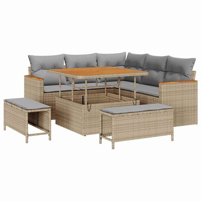 Set Divano da Giardino con cuscino 8 pcs Beige Poly Rattan - homemem39