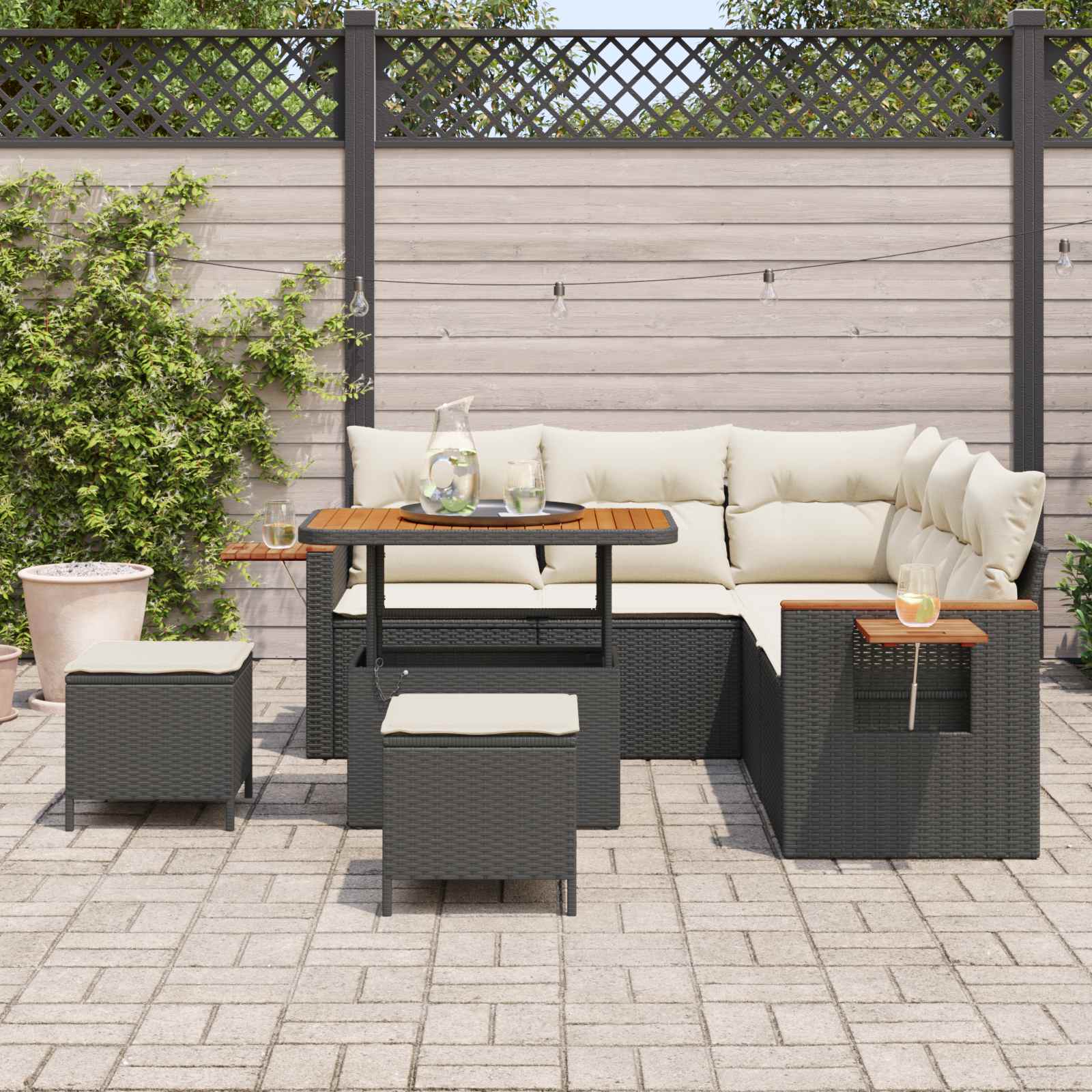 Set Divano da Giardino 8 pz Nero polyrattan | homemem39