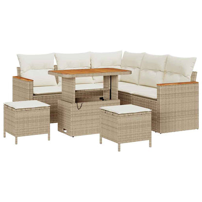 Set Divano da Giardino con cuscino 8 pcs Beige Poly Rattan - homemem39