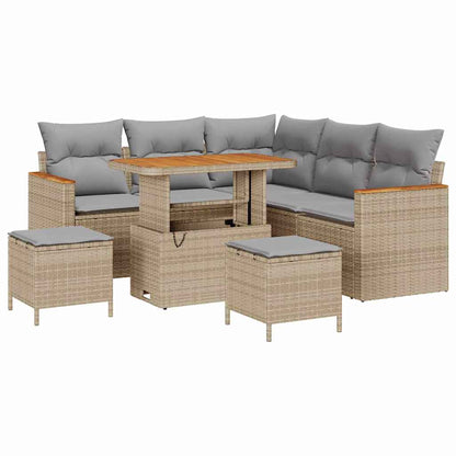 Set Divano da Giardino con cuscino 8 pcs Beige Poly Rattan - homemem39