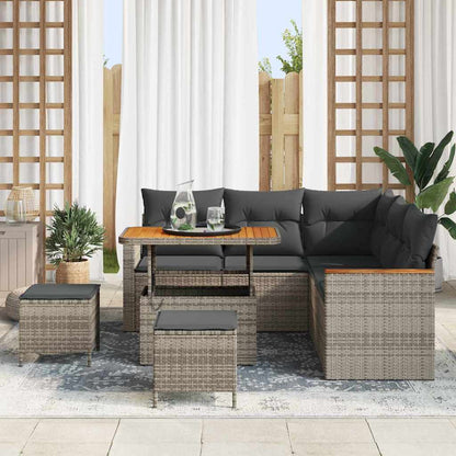 Set Divano da Giardino con cuscino 8 pcs Grigio Poly Rattan - homemem39