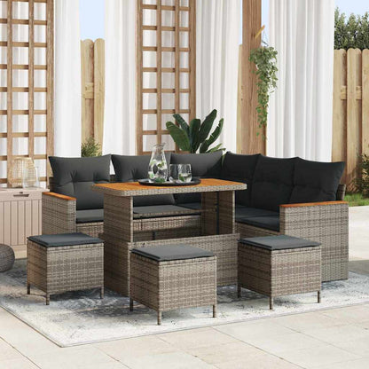 Set Divano da Giardino con cuscino 9 pcs Grigio Poly Rattan - homemem39