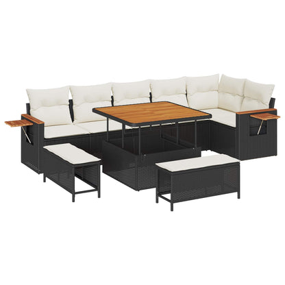 Set Divano da Giardino 9 pcs Nero polyrattan | homemem39