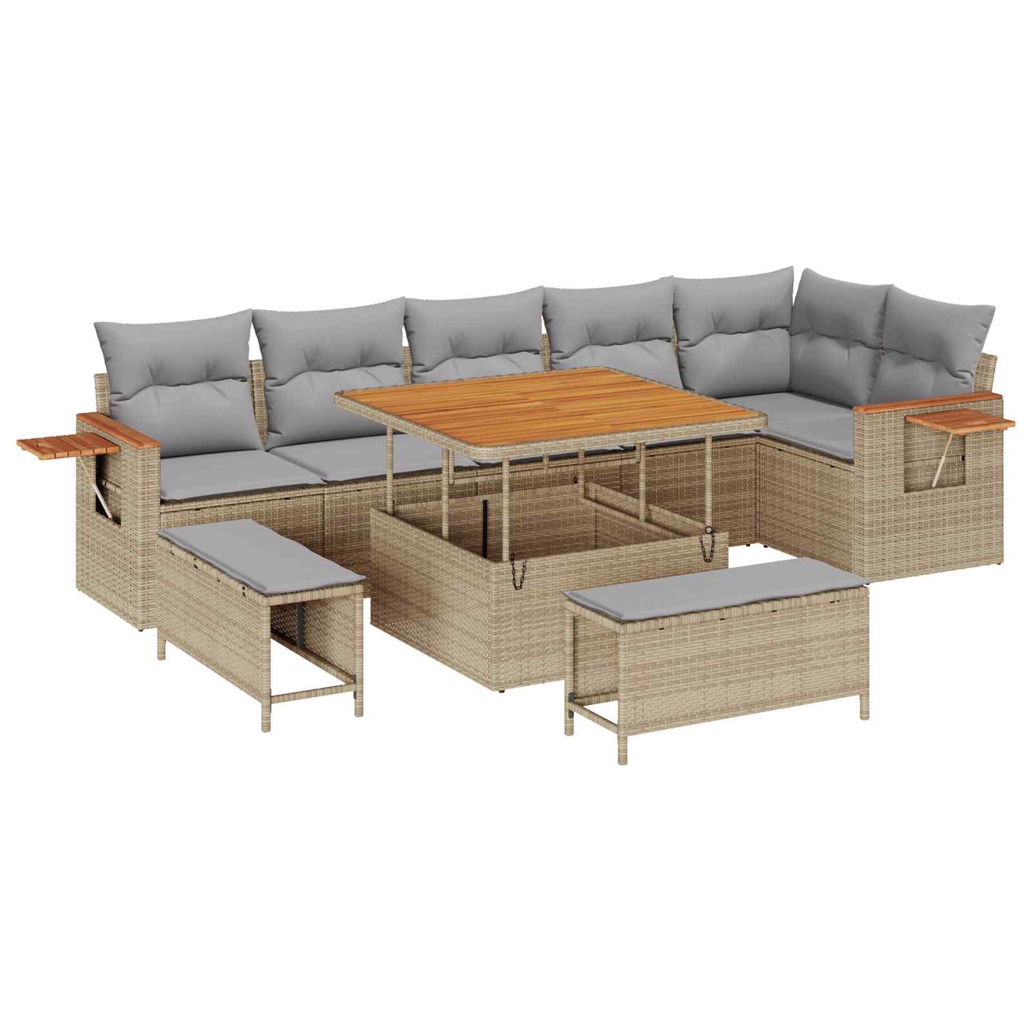 Set Divano da Giardino 9 pcs Beige polyrattan | homemem39