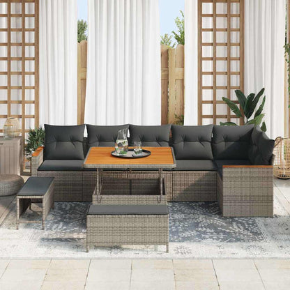 Set Divano da Giardino con cuscino 9 pcs Grigio Poly Rattan - homemem39