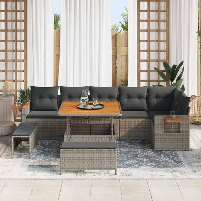 Set Divano da Giardino 9 pcs Grigio polyrattan | homemem39