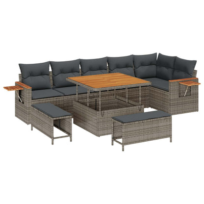Set Divano da Giardino 9 pcs Grigio polyrattan | homemem39