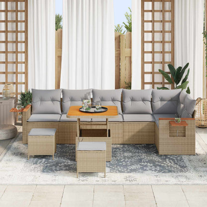 Set Divano da Giardino 9 pcs Beige polyrattan | homemem39