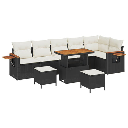 Set Divano da Giardino 9 pcs Nero polyrattan | homemem39