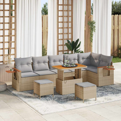 Set Divano da Giardino 9 pcs Beige polyrattan | homemem39