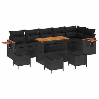 Set Divano da Giardino 10 pcs Nero polyrattan