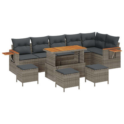 Set Divano da Giardino 10 pcs Grigio polyrattan | homemem39